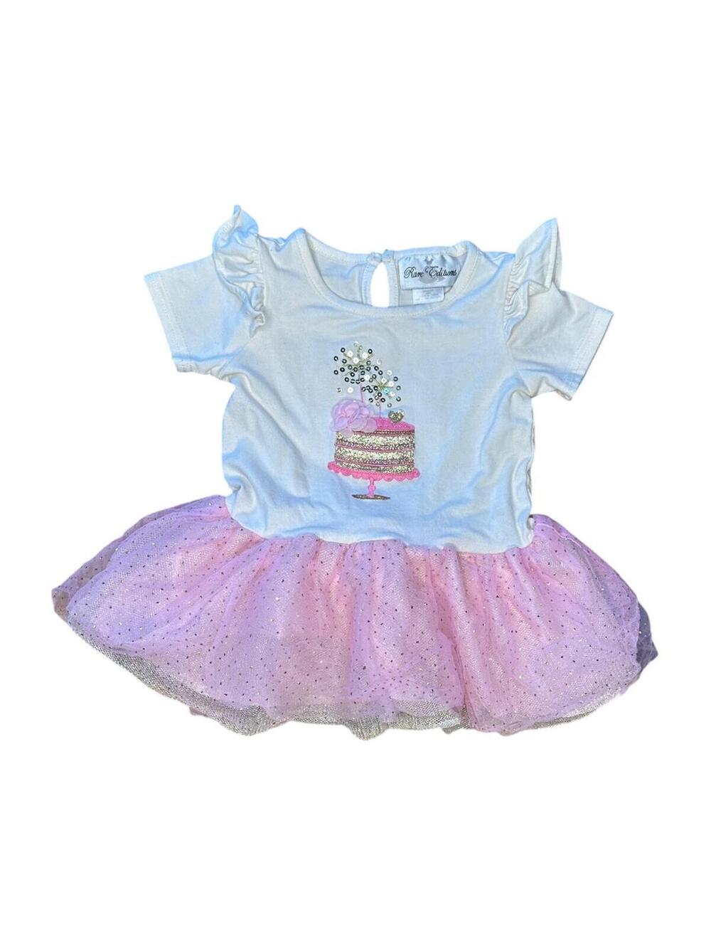 Rare Editions Girls White Cake Graphic Tutu Dress Size 18M
